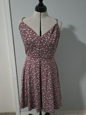 nine britton Mauve Floral Spaghetti-Strap Mini Dress